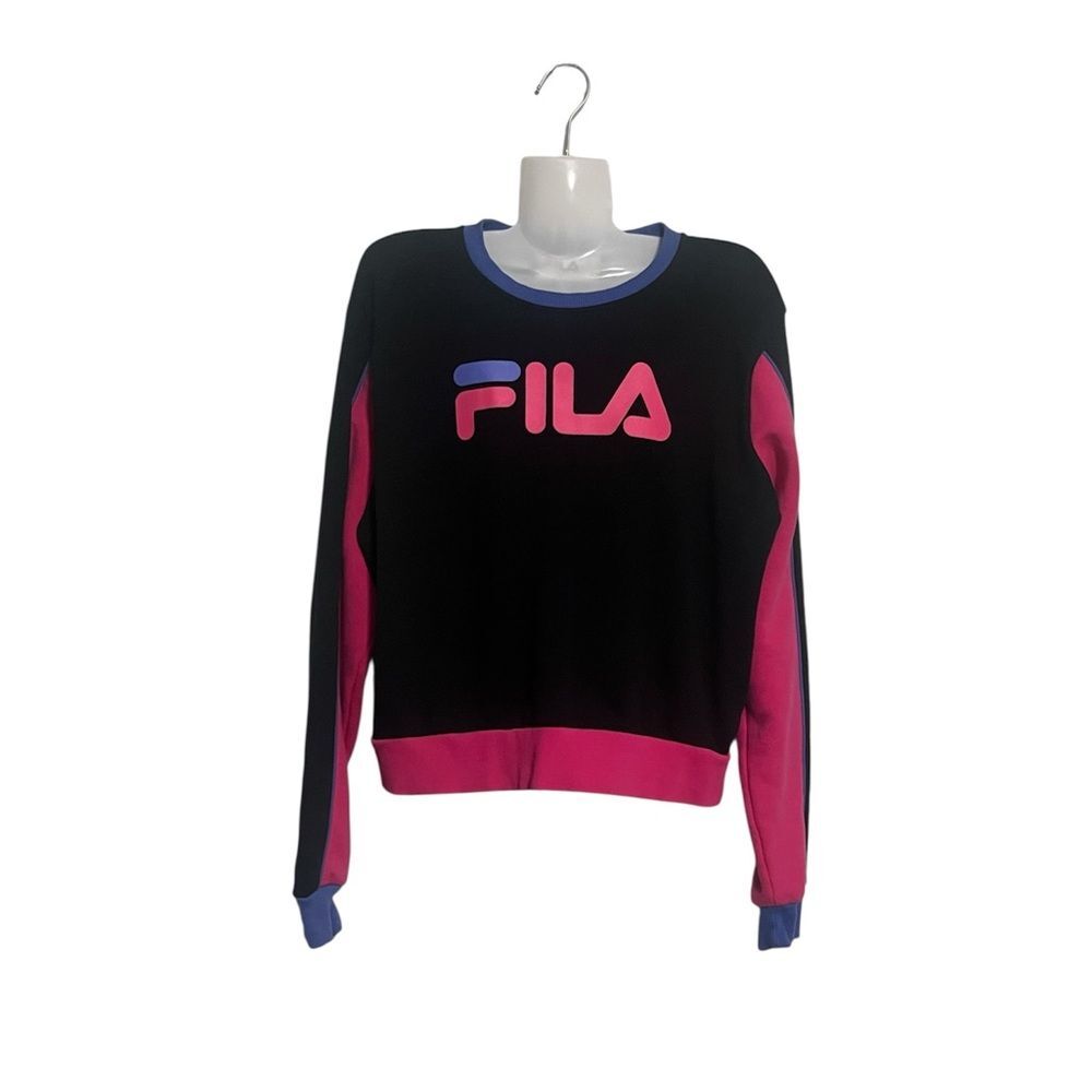 Fila Nuria Colorblock Fleece Cropped Sweatshirt Pullover Retro 80s Style Women M